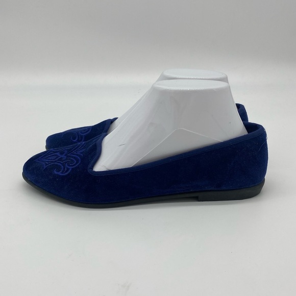 Sunset Blue Crushed Velvet Flats - Picture 1 of 10